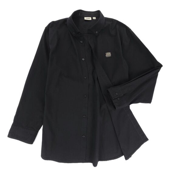 VANS Ripstop Long Sleeve Button‎ Down Dress Shirt Black XL Minimal Streetwear - Picture 1 of 11
